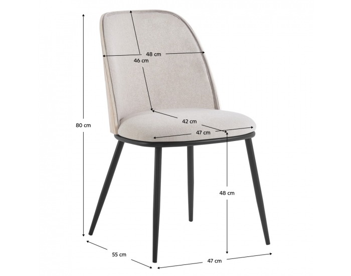 Jedálenská stolička Vudia - béžovohnedá / natural / čierna