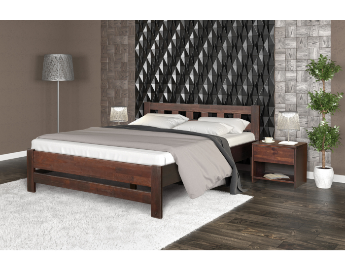 Drevená manželská posteľ s roštom Vulcano WB-160 160x200 cm - orech