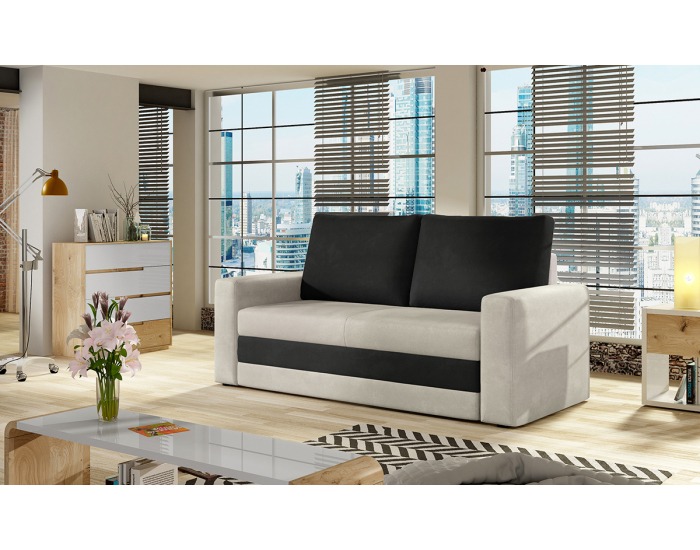 Rozkladacia pohovka s úložným priestorom Wilo - krémová / čierna