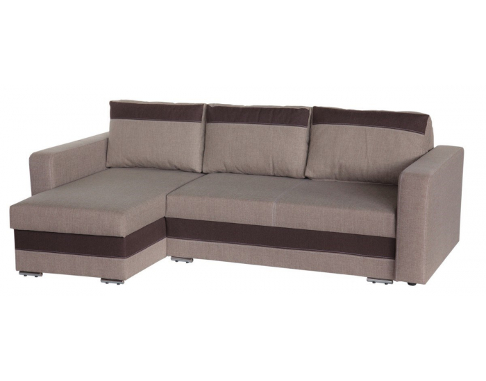 Rohová sedačka s rozkladom Aleksander L/P - šenil béžový (inari 23) / hnedá (inari 28)
