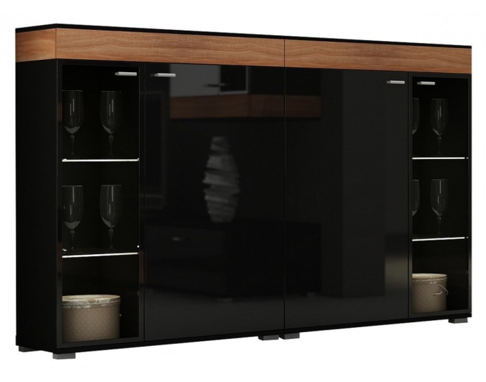 Komoda Augsburg - slivka / čierny mat / čierny vysoký lesk