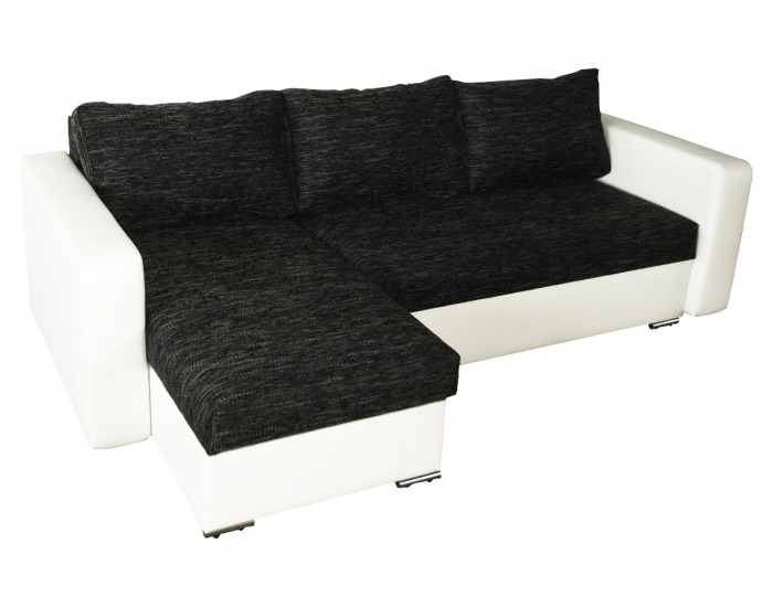 Rohová sedačka s rozkladom Aleksander L/P - biela ekokoža / berlin 2