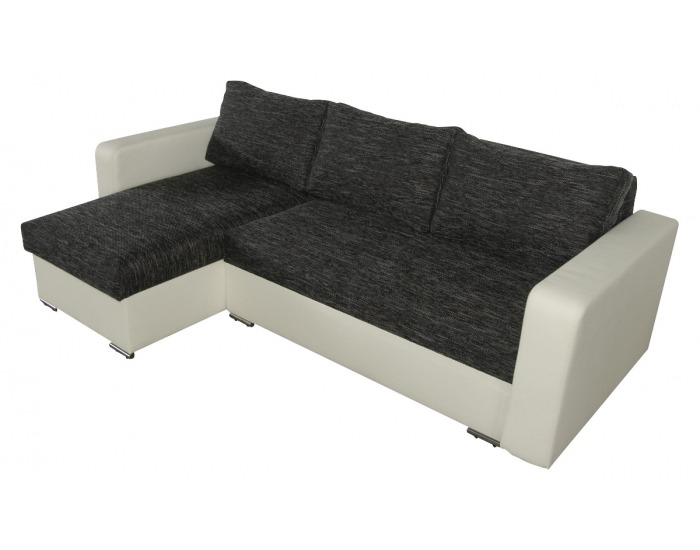 Rohová sedačka s rozkladom Aleksander L/P - biela ekokoža / berlin 2