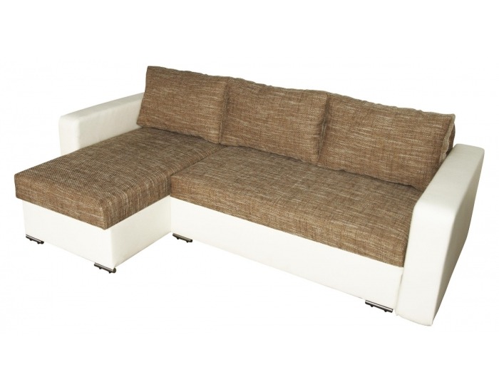 Rohová sedačka s rozkladom Aleksander L/P - biela ekokoža / berlin 3