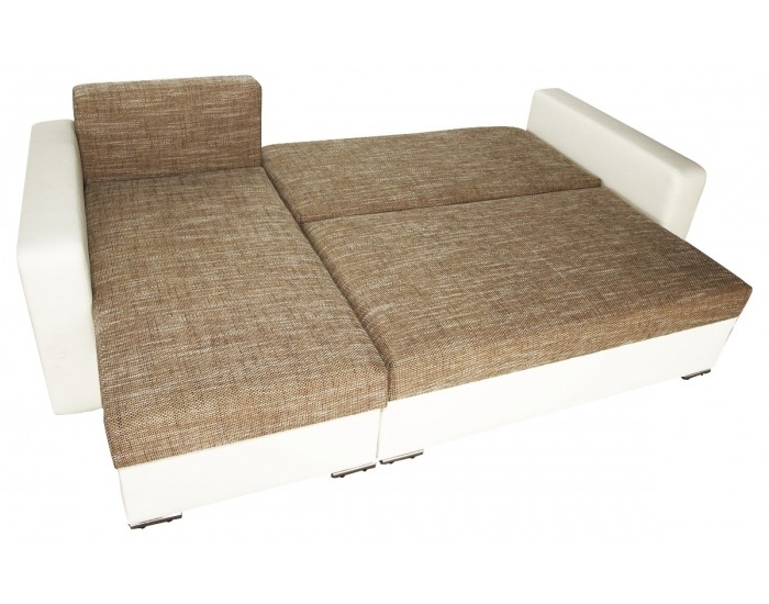 Rohová sedačka s rozkladom Aleksander L/P - biela ekokoža / berlin 3