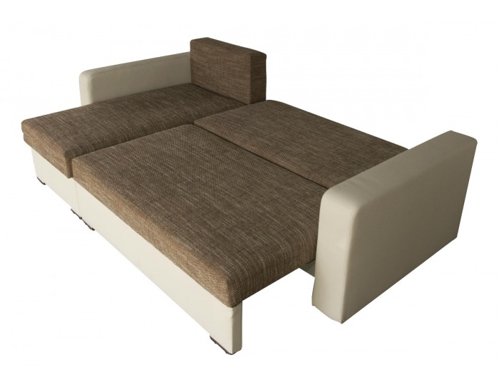 Rohová sedačka s rozkladom Aleksander L/P - biela ekokoža / berlin 3