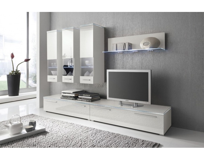 Obývacia stena Hannover - biely mat / biely vysoký lesk