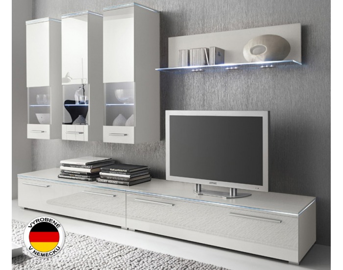 Obývacia stena Hannover - biely mat / biely vysoký lesk