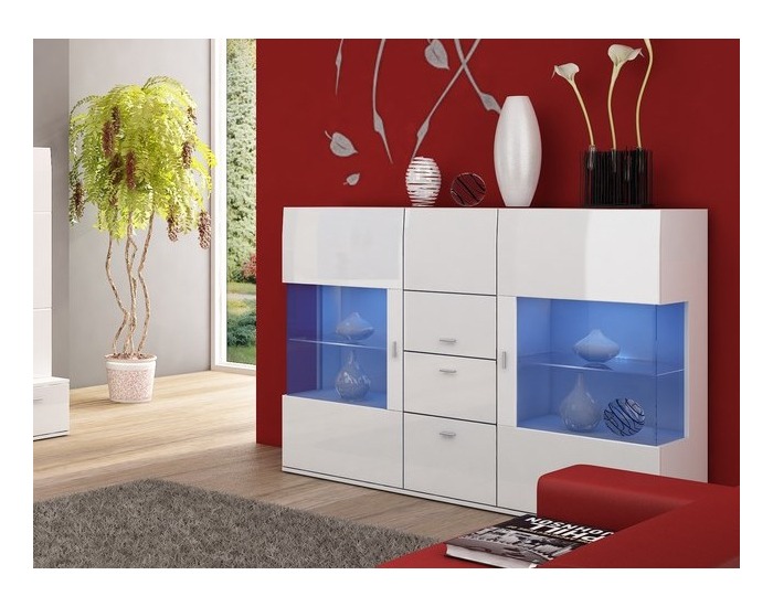 Komoda Jena - biely mat / biely vysoký lesk