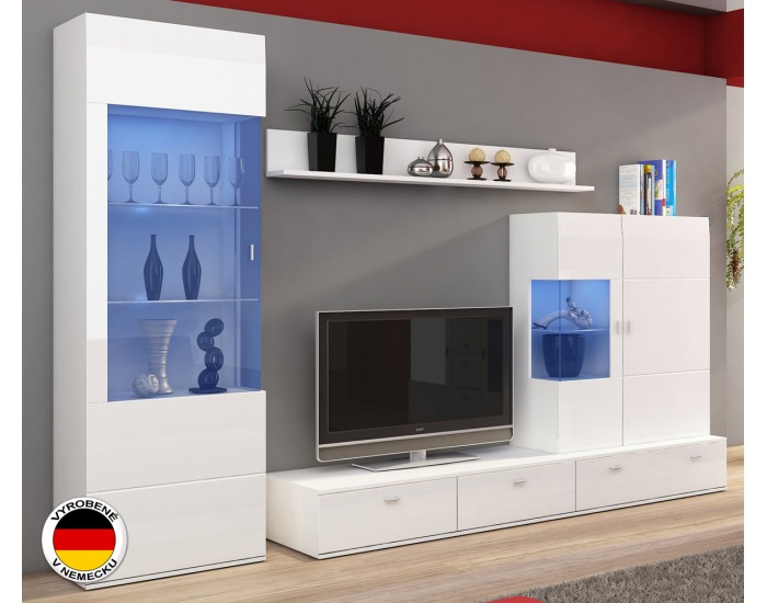 Obývacia stena Jena - biely mat / biely vysoký lesk