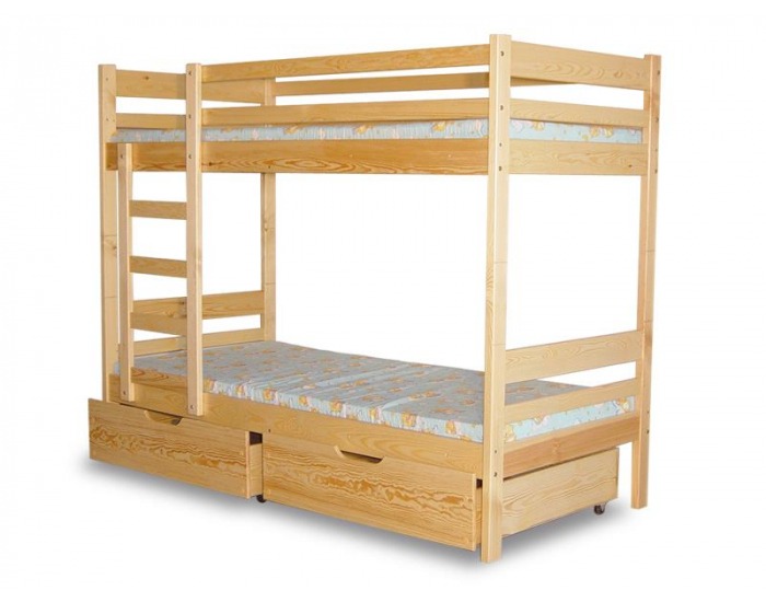 Drevená poschodová posteľ s úložným priestorom Piotruś 80 - borovica