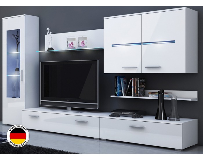 Obývacia stena Stuttgart - biely mat / biely vysoký lesk