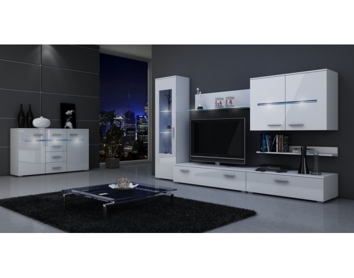 Dvojdverová komoda Stuttgart - biely mat / biely vysoký lesk