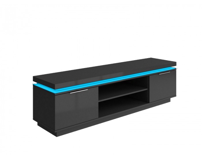 TV stolík Vista1 - čierny mat / čierny vysoký lesk