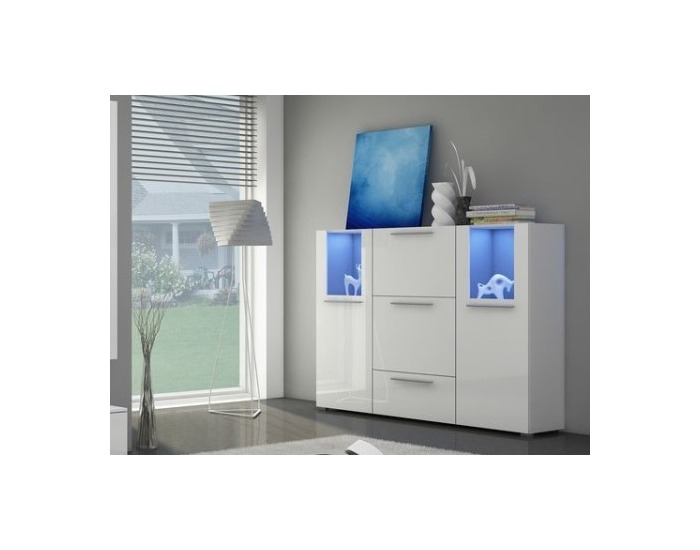 Komoda Würzburg - biely mat / biely vysoký lesk