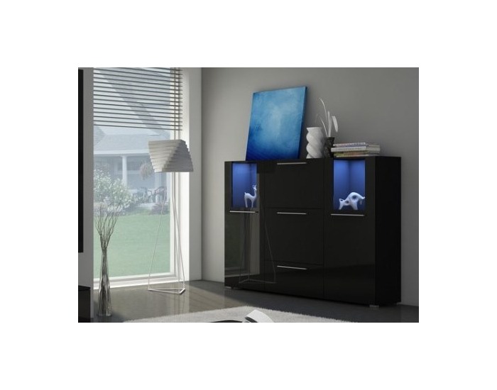 Komoda Würzburg - čierny mat / čierny vysoký lesk