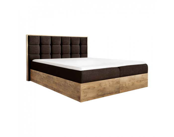 Boxspringová manželská posteľ Wood 1 140x200 cm - hnedá / dub lancelot