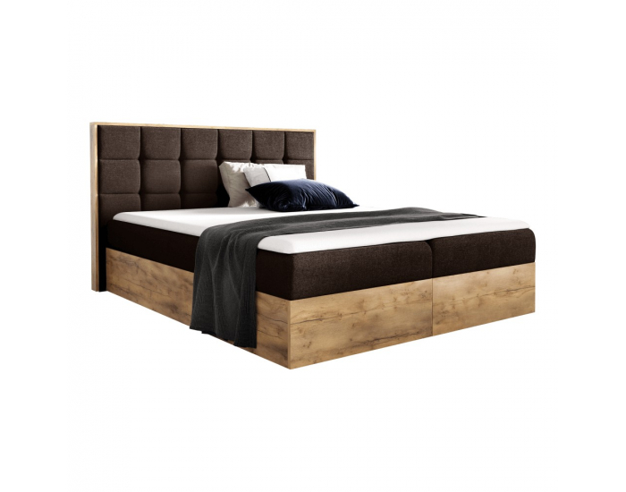 Boxspringová manželská posteľ Wood 1 200x200 cm - hnedá / dub lancelot
