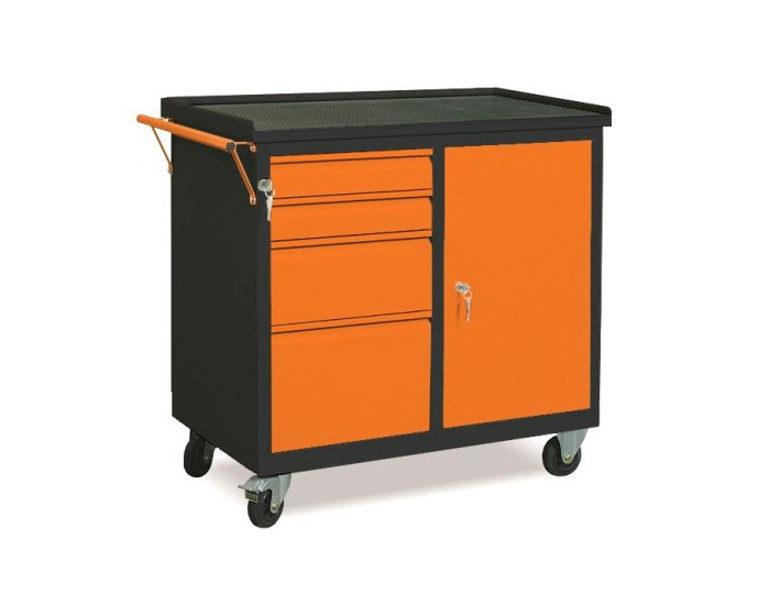 Dielenský vozík na kolieskach so zámkom WW01G/EA - grafit / oranžová