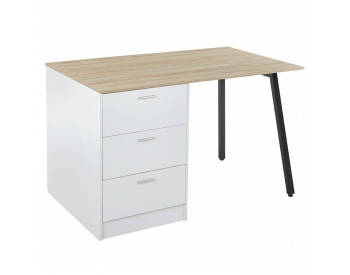 Kuchynský ostrovček Xilo - biela / čierna / dub