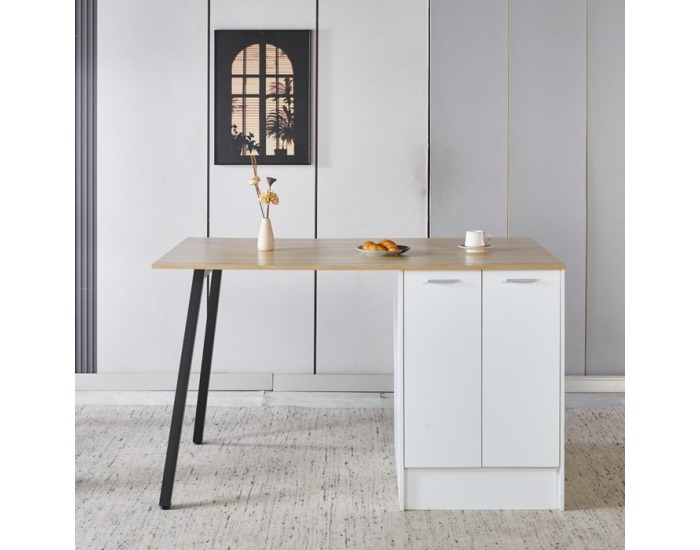 Kuchynský ostrovček Xilo - biela / čierna / dub