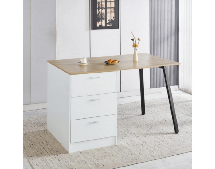 Kuchynský ostrovček Xilo - biela / čierna / dub