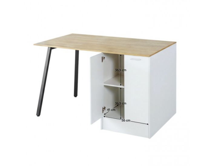 Kuchynský ostrovček Xilo - biela / čierna / dub