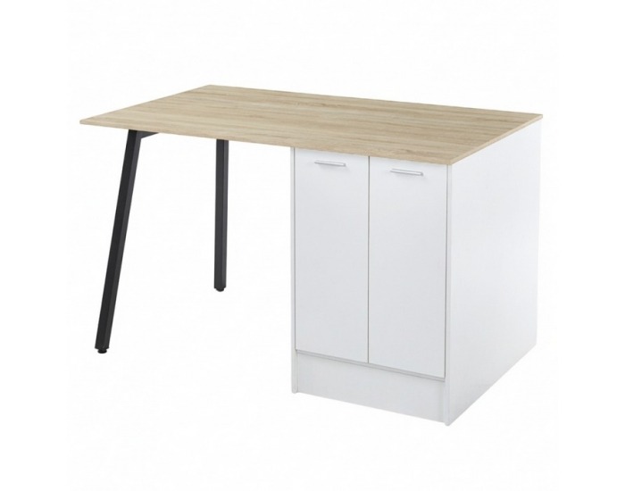 Kuchynský ostrovček Xilo - biela / čierna / dub