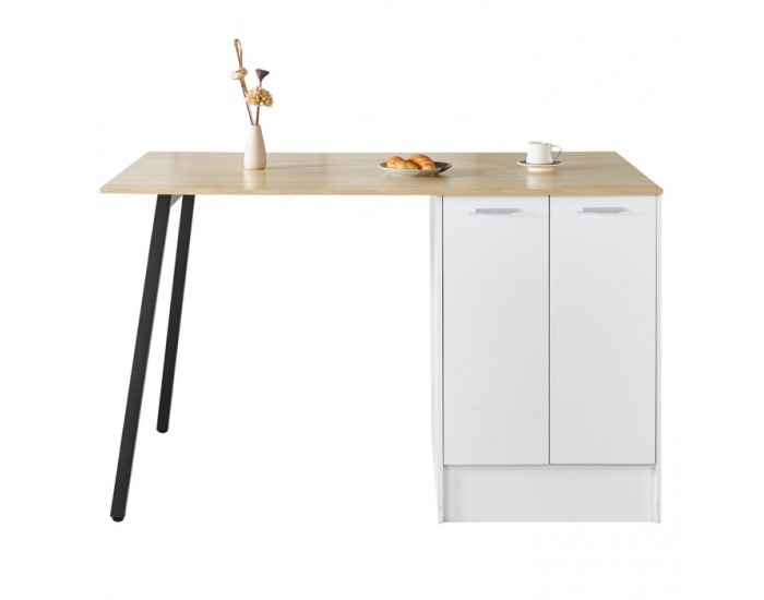 Kuchynský ostrovček Xilo - biela / čierna / dub