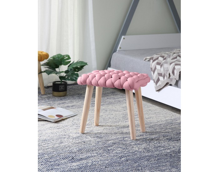 Taburetka Yeti - ružová / prírodná