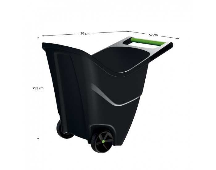 Plastový záhradný vozík Zafur 85 l - čierna / zelená