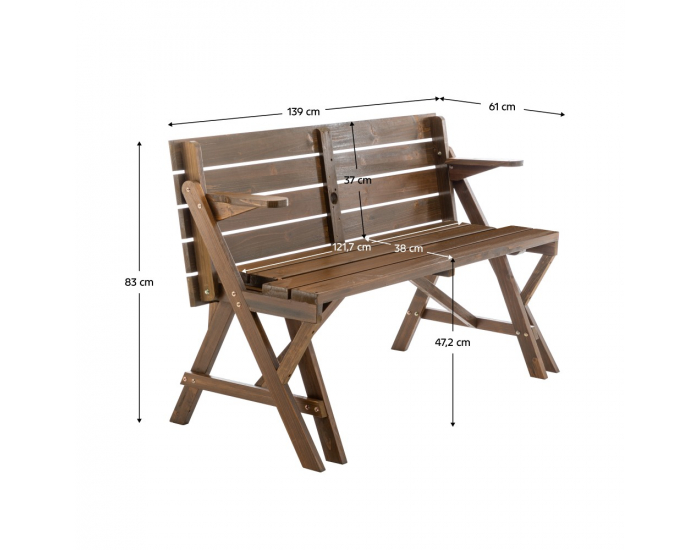 Záhradný stôl / lavička Zagir - hnedá