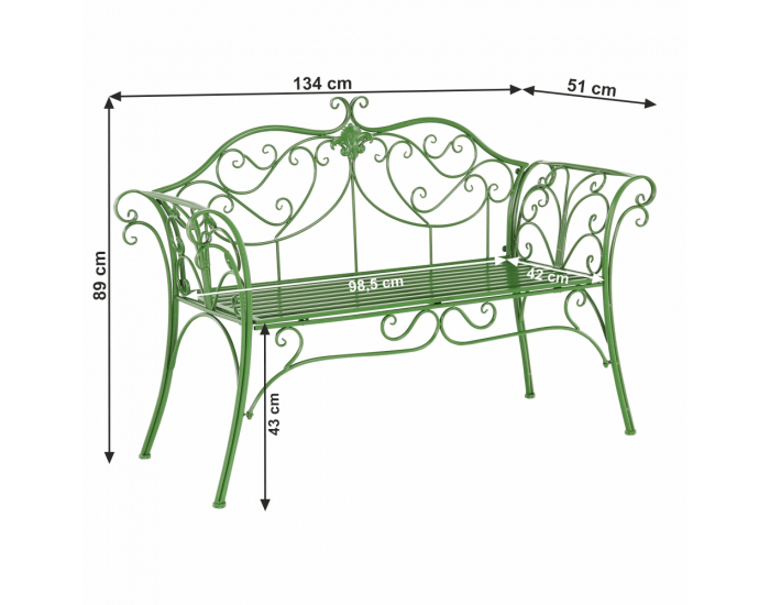 Záhradná lavička Etelia - zelená