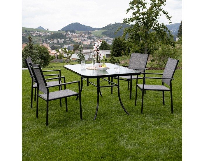 Záhradná stolička Telma - sivá / čierna