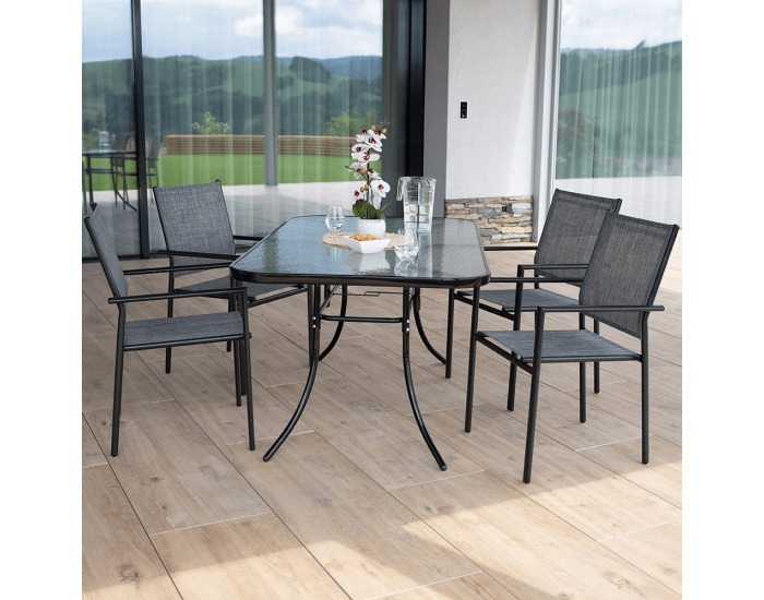 Záhradná stolička Telma - sivá / čierna