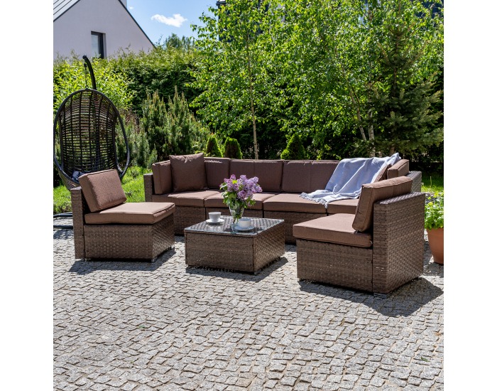 Záhradný nábytok z umelého ratanu Godon - tmavohnedá / hnedá