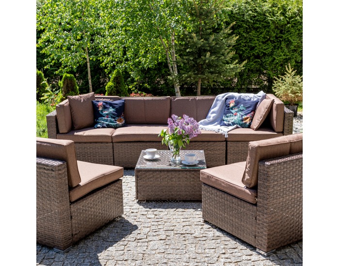 Záhradný nábytok z umelého ratanu Godon - tmavohnedá / hnedá