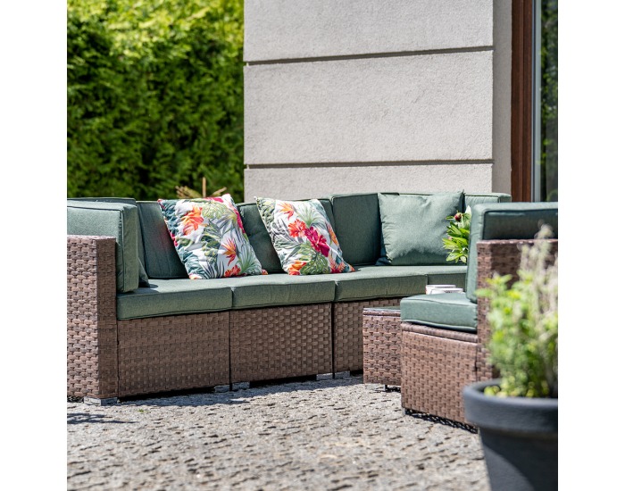 Záhradný nábytok z umelého ratanu Godon - tmavohnedá / zelená