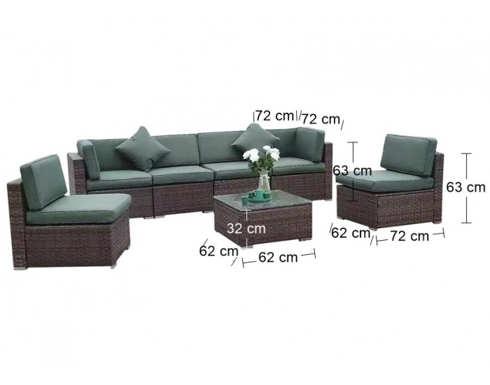 Záhradný nábytok z umelého ratanu Godon - tmavohnedá / zelená