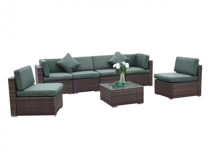 Záhradný nábytok z umelého ratanu Godon - tmavohnedá / zelená