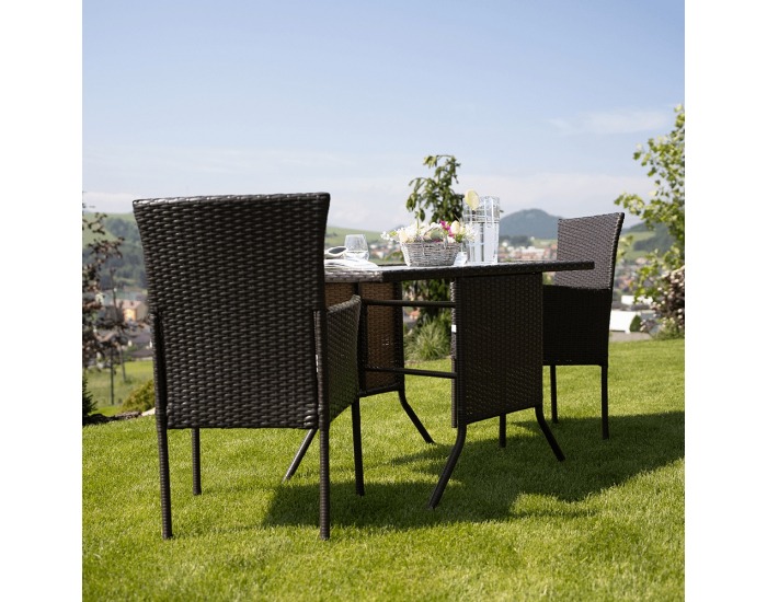 Záhradný ratanový set Adaron 1+2 - hnedá / svetlosivá