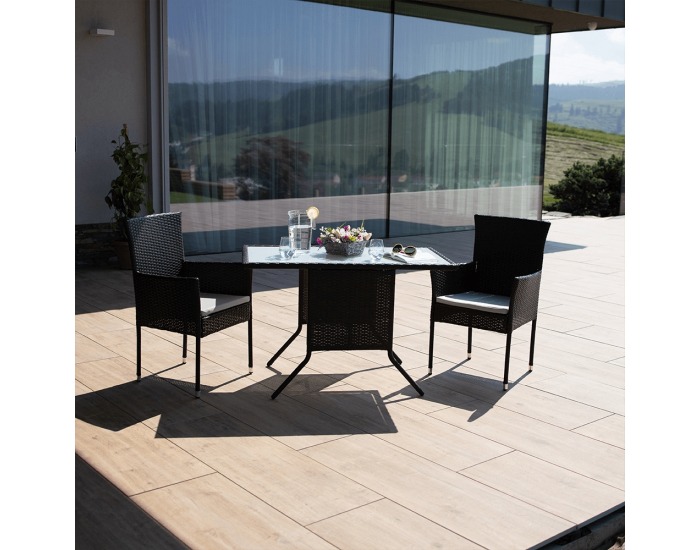 Záhradný ratanový set Adaron 1+2 - hnedá / svetlosivá