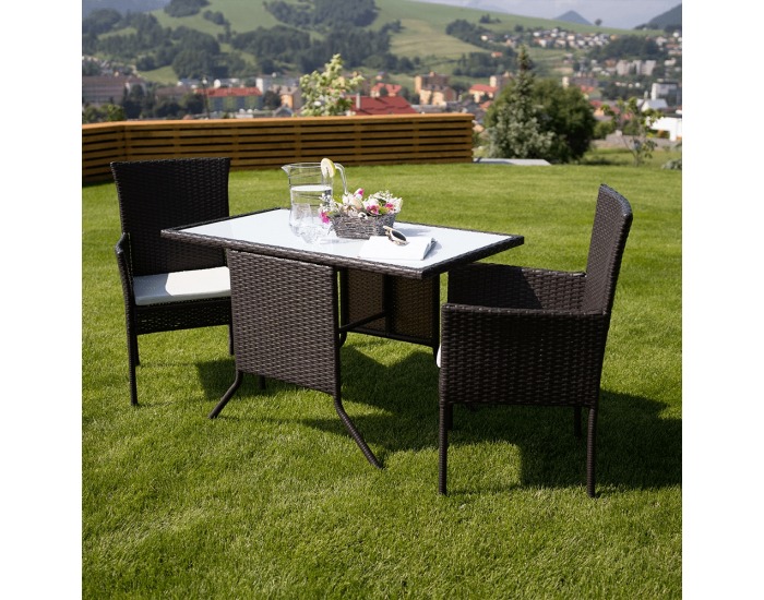 Záhradný ratanový set Adaron 1+2 - hnedá / svetlosivá