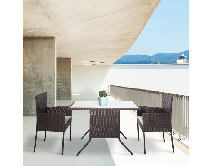 Záhradný ratanový set Adaron 1+2 - hnedá / svetlosivá