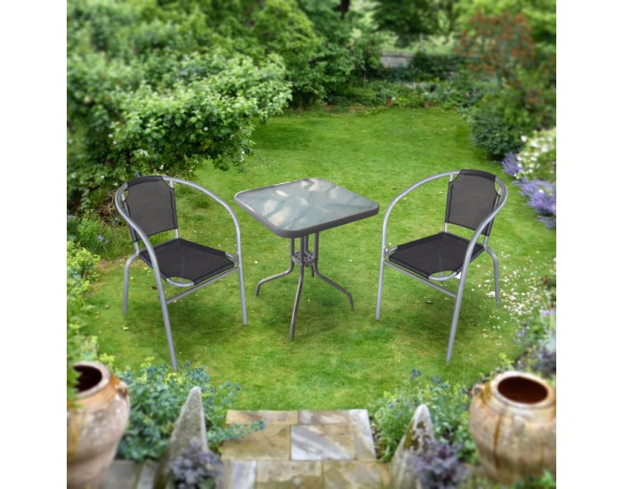 Záhradný set Denzer 1+2 - čierna / strieborná