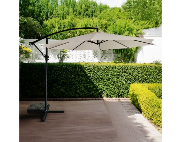 Záhradný slnečník Zaim New 330 cm - čierna / béžová