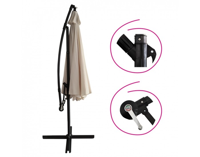 Záhradný slnečník Zaim New 330 cm - čierna / béžová