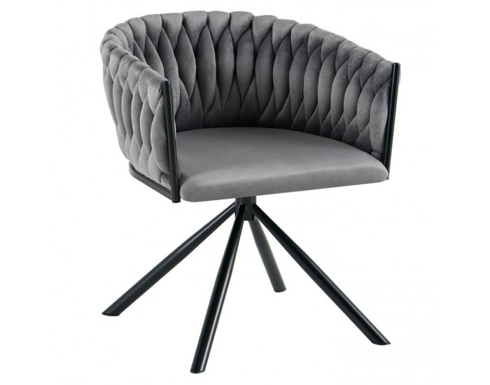 Otočné jedálenské kreslo Zala - sivá (Velvet) / čierna