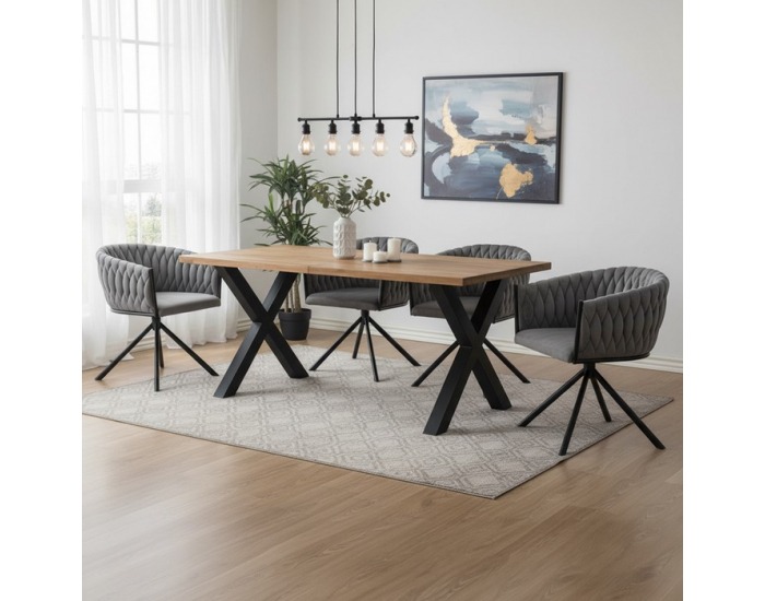 Otočné jedálenské kreslo Zala - sivá (Velvet) / čierna