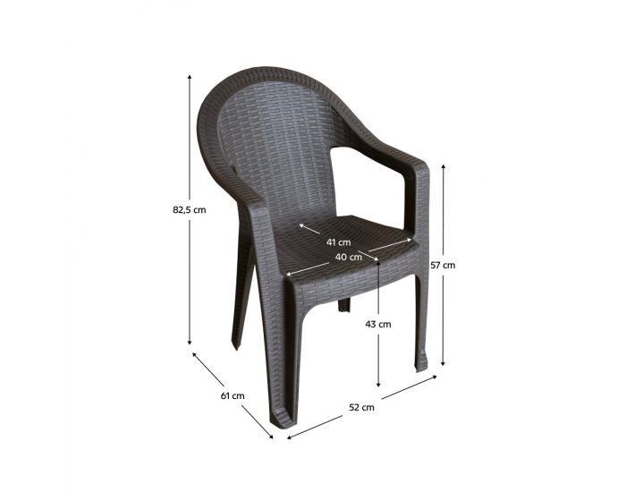 Záhradné stohovateľné kreslo Zama - hnedá